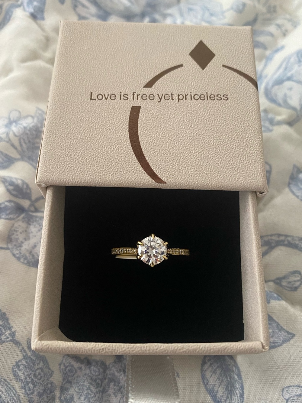 1ct Moissanite Yellow Gold Plated Ring